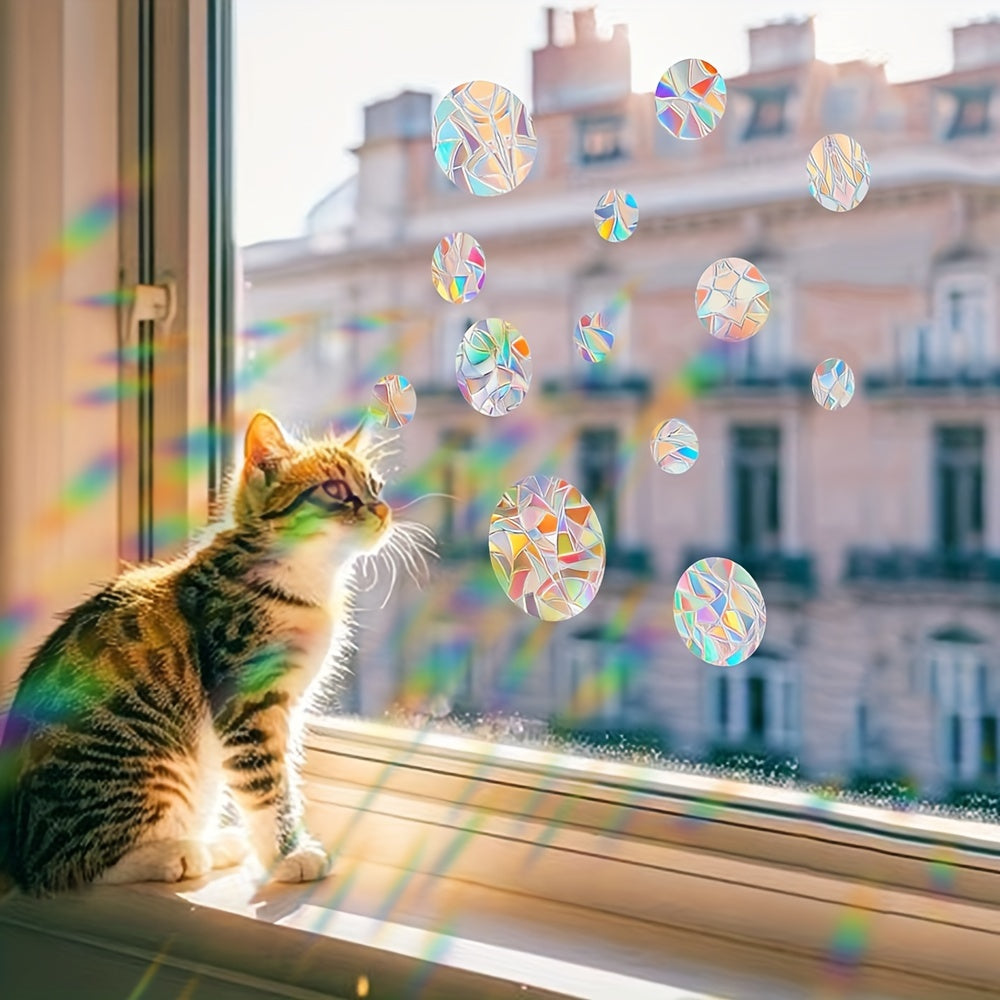 Rainbow Sun Catcher Window Film Set of Round Static Cling Decals 16mil Thickness