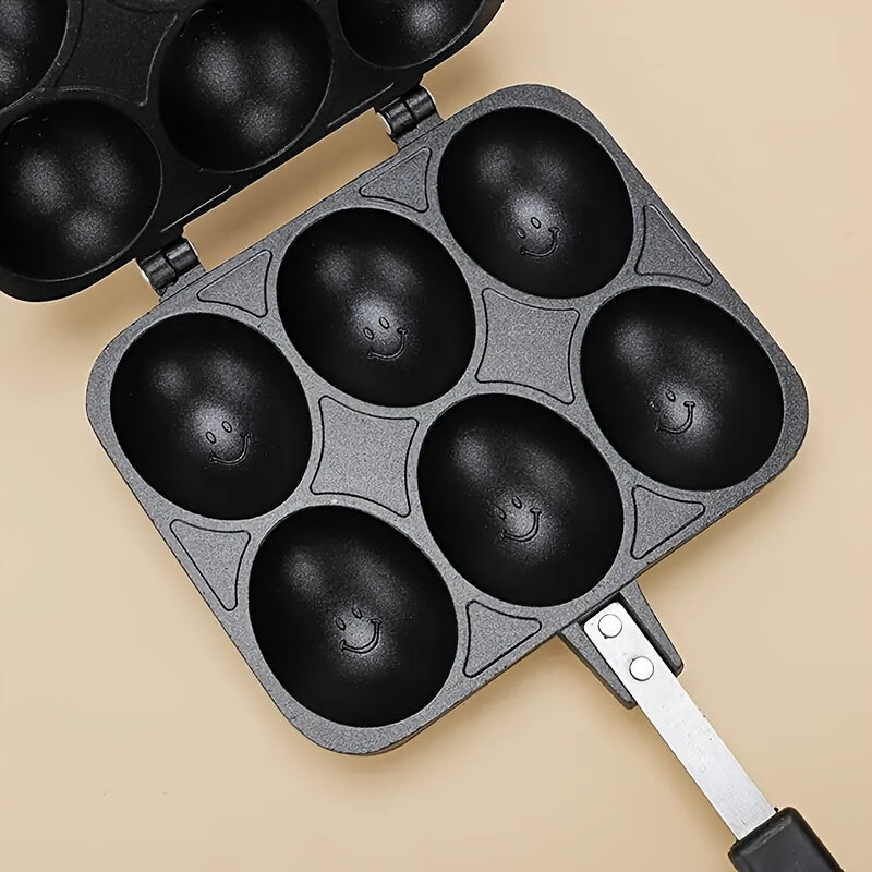Double-sided egg waffle maker non-stick surface for home outdoor cooking