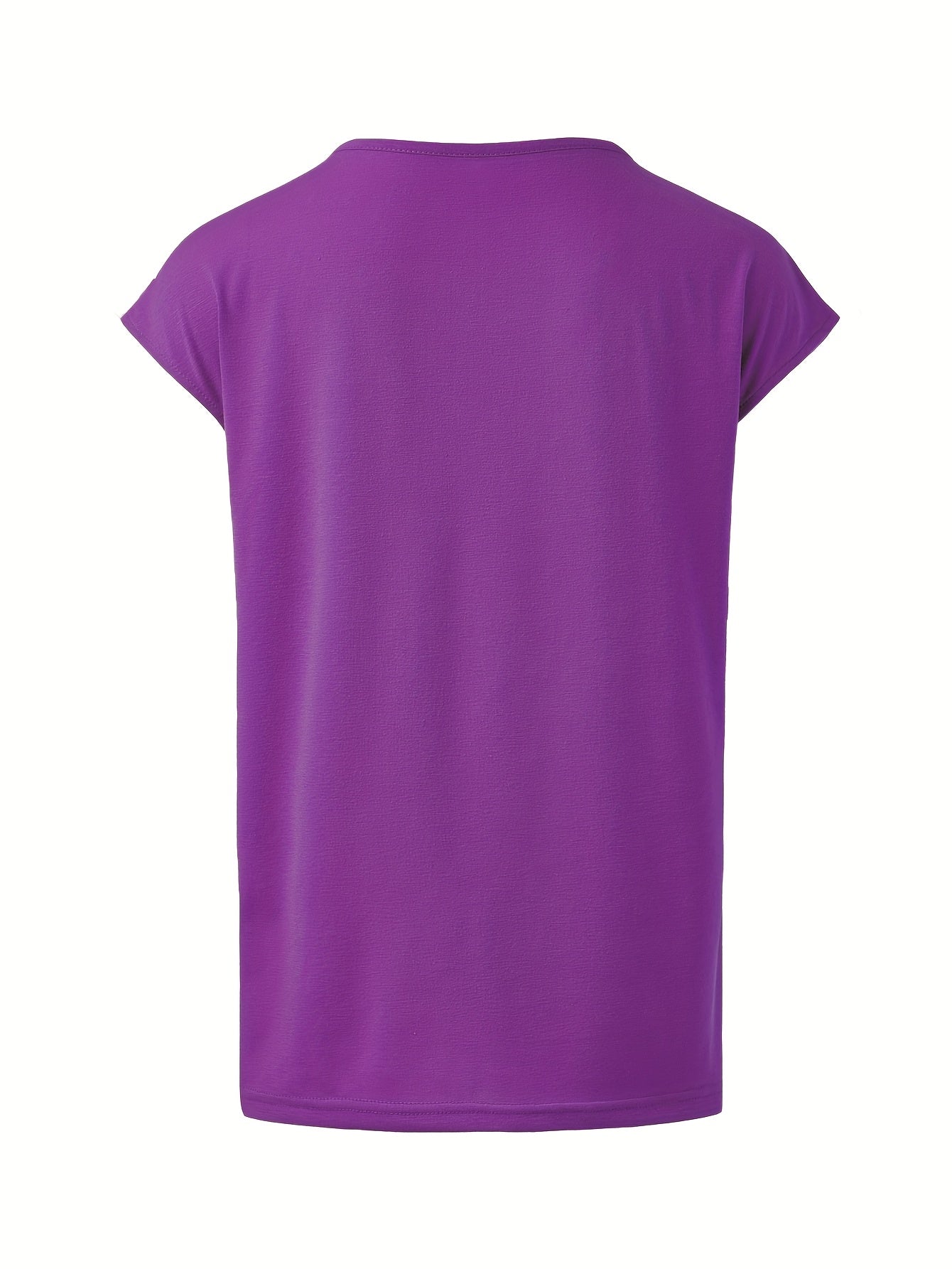 Plus Size Women's Light Blue V-Neck Short Sleeve Polyester Sports T-Shirt