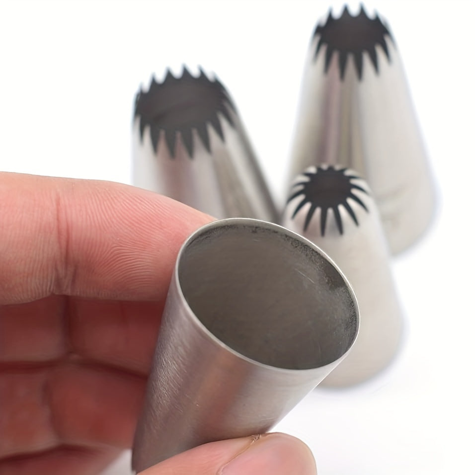 Set of 4 Stainless Steel Pastry Tips Icing Nozzles for Cake Decorating Baking