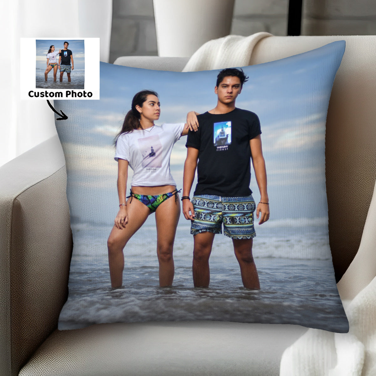 Personalized Photo Pillowcase Decorative Throw Pillow Cover for Gifts and Home Decor