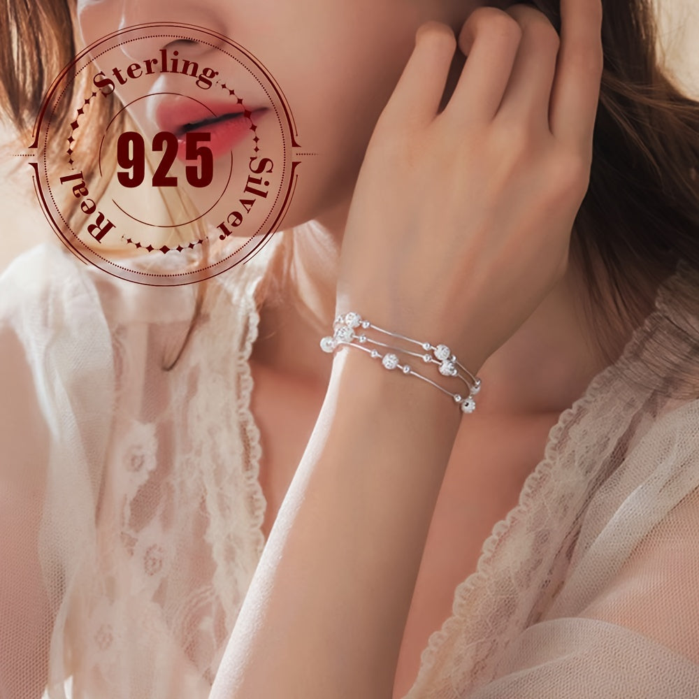 925 Silver Lucky Bead Bracelet for Women Three Lives and Three Worlds Jewelry Gift