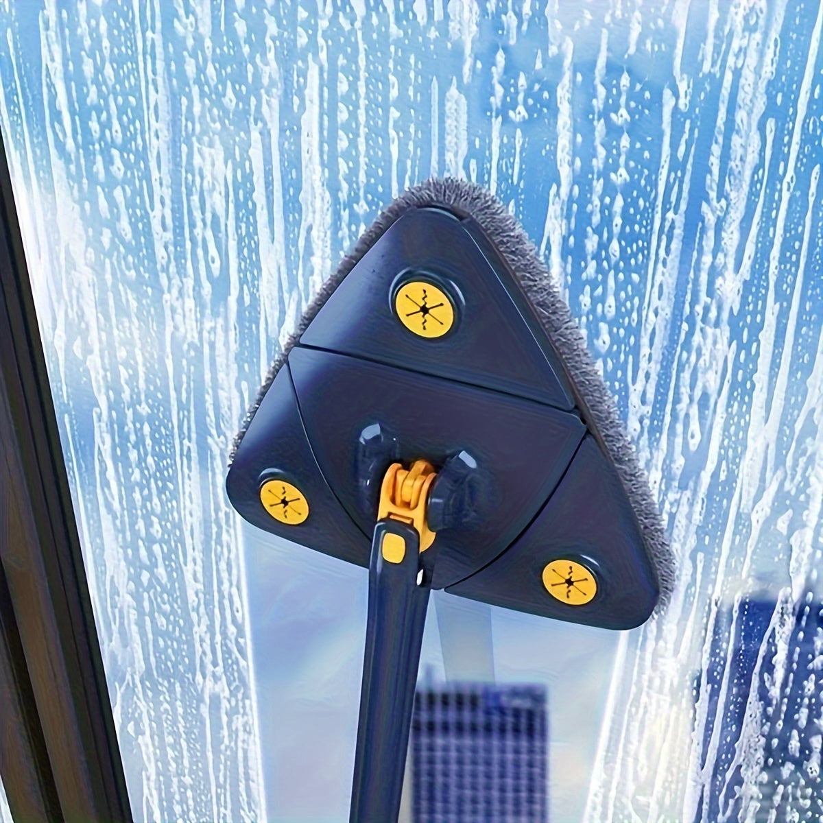 Triangle Mop Set with 5 Microfiber Pads, Stainless Steel Handle for Wet and Dry Cleaning