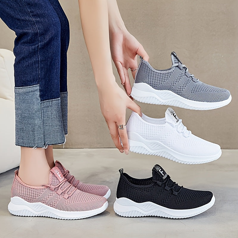 Women's Casual Sneakers Low Top Lace-Up All-Season Solid Color Fabric Upper Rubber Sole