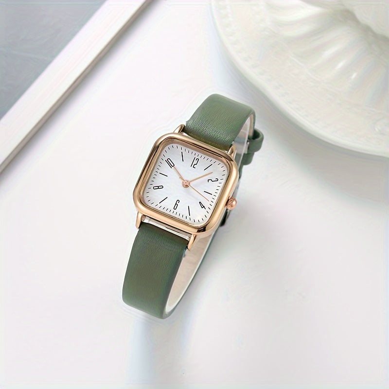 Women's Square Quartz Watch with Imitation Leather Strap and Zinc Alloy Case