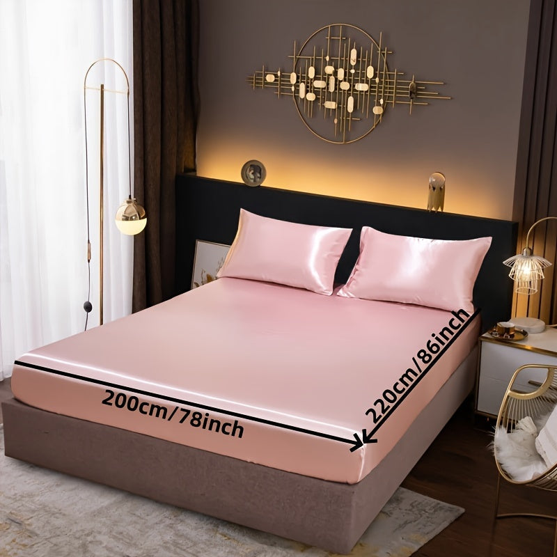 3-Piece Fitted Sheet Set with Pillowcases Polyester Bedding Soft Skin-Friendly