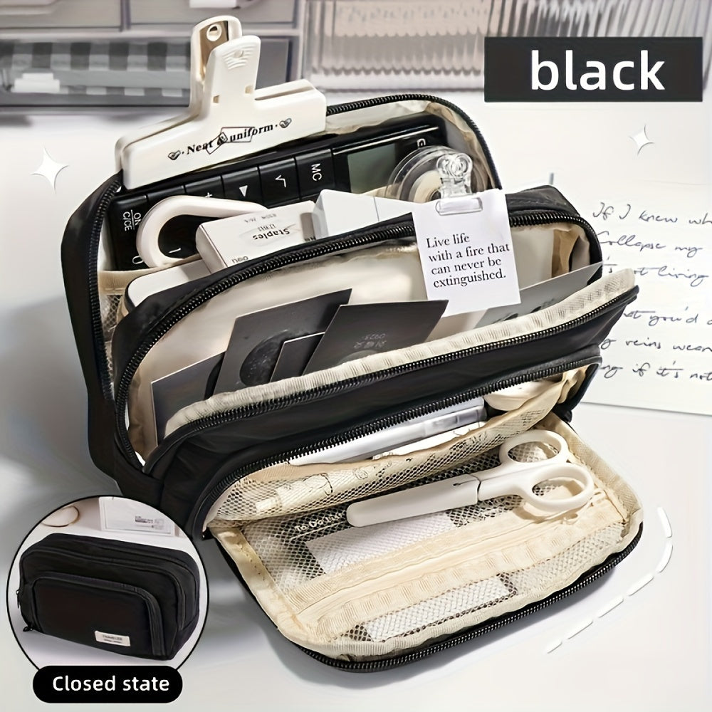 Canvas Pen Bag Large Capacity for Office School Cosmetic Pouch Unisex