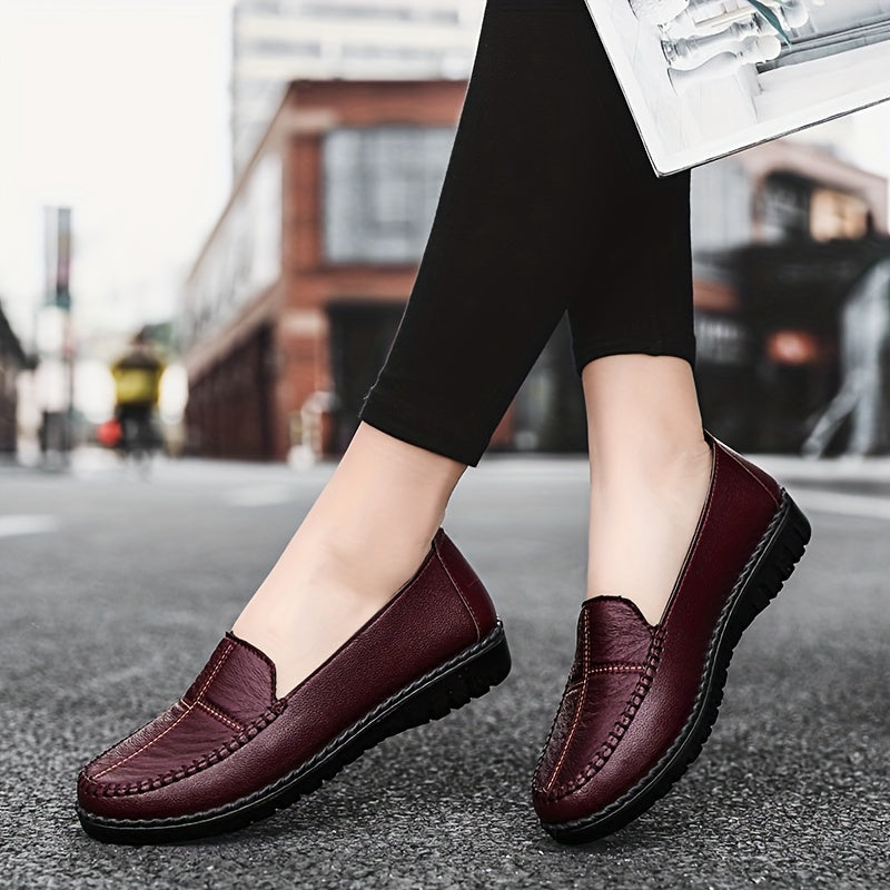 Women's Flat Shoes Slip-On Lightweight Solid Color Man Made Materials Rubber Sole