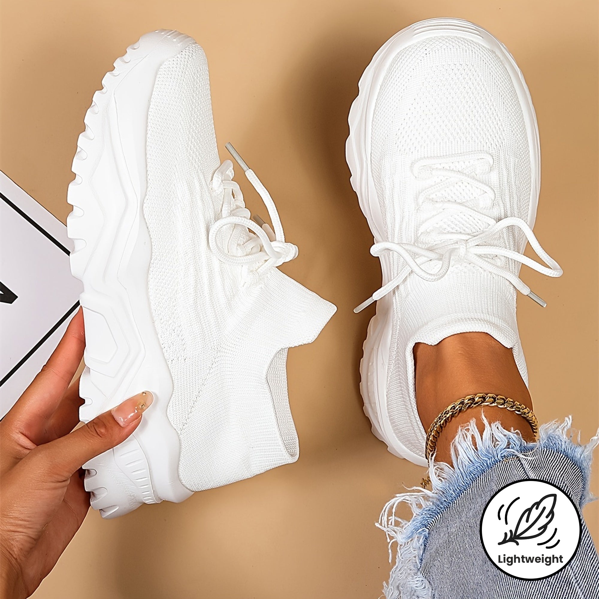 Women's Breathable Lightweight Chunky Sneakers Casual Slip-On Running Shoes