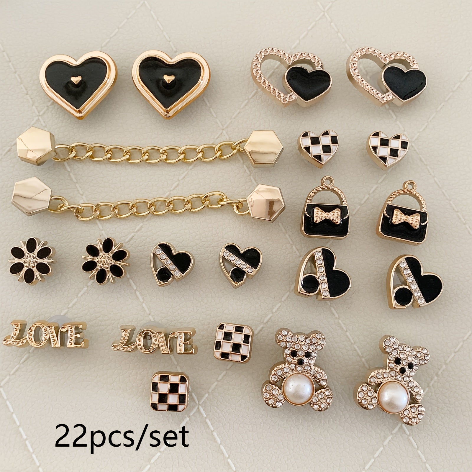 Kids Shoe Charms Set Bear Love Detachable DIY Accessories 22pcs