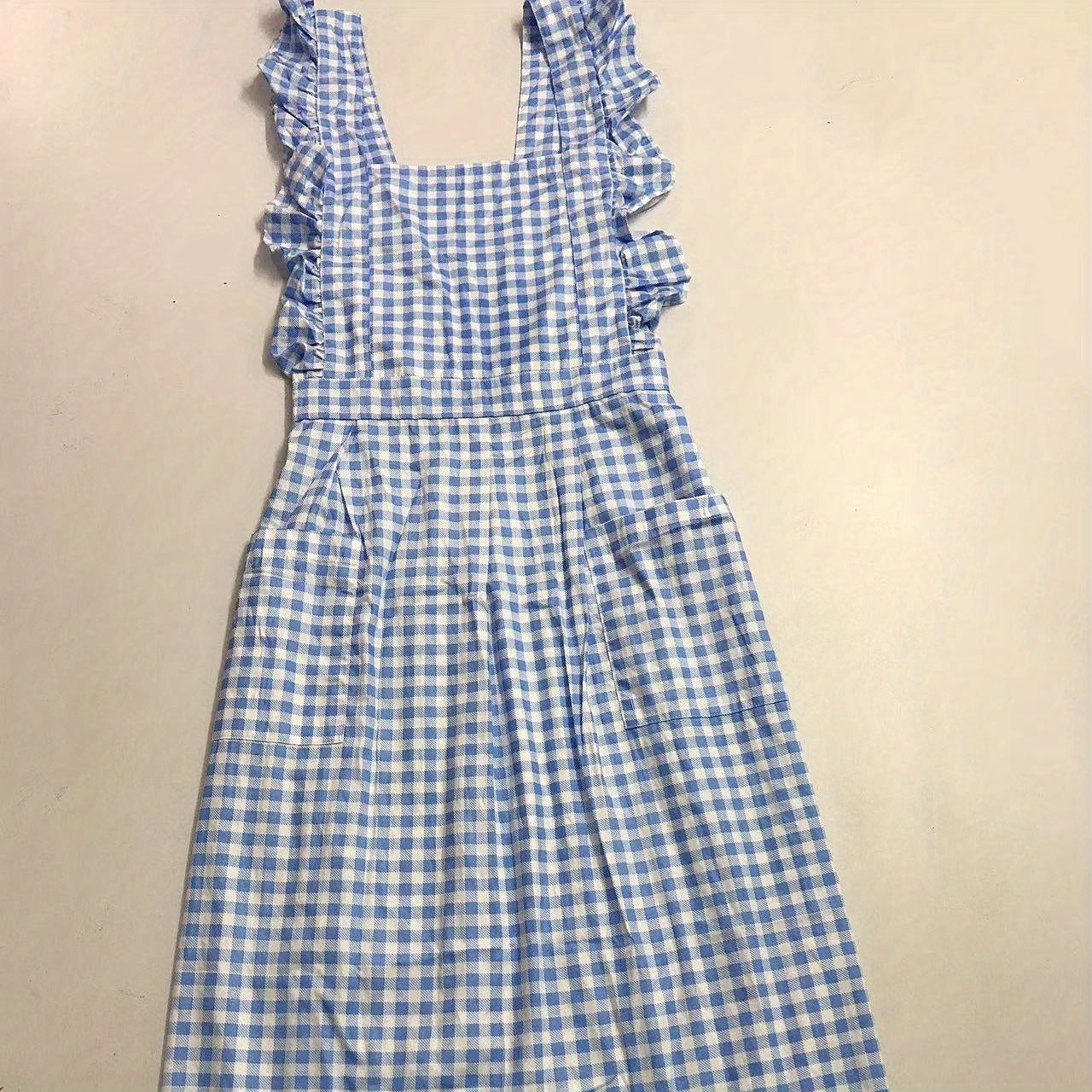 Women's Woven Fabric Apron with Pockets Solid Color 180gsm