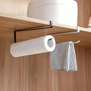 Easy-Install Iron Kitchen Paper Towel Holder with Cling Film and Dishcloth Storage