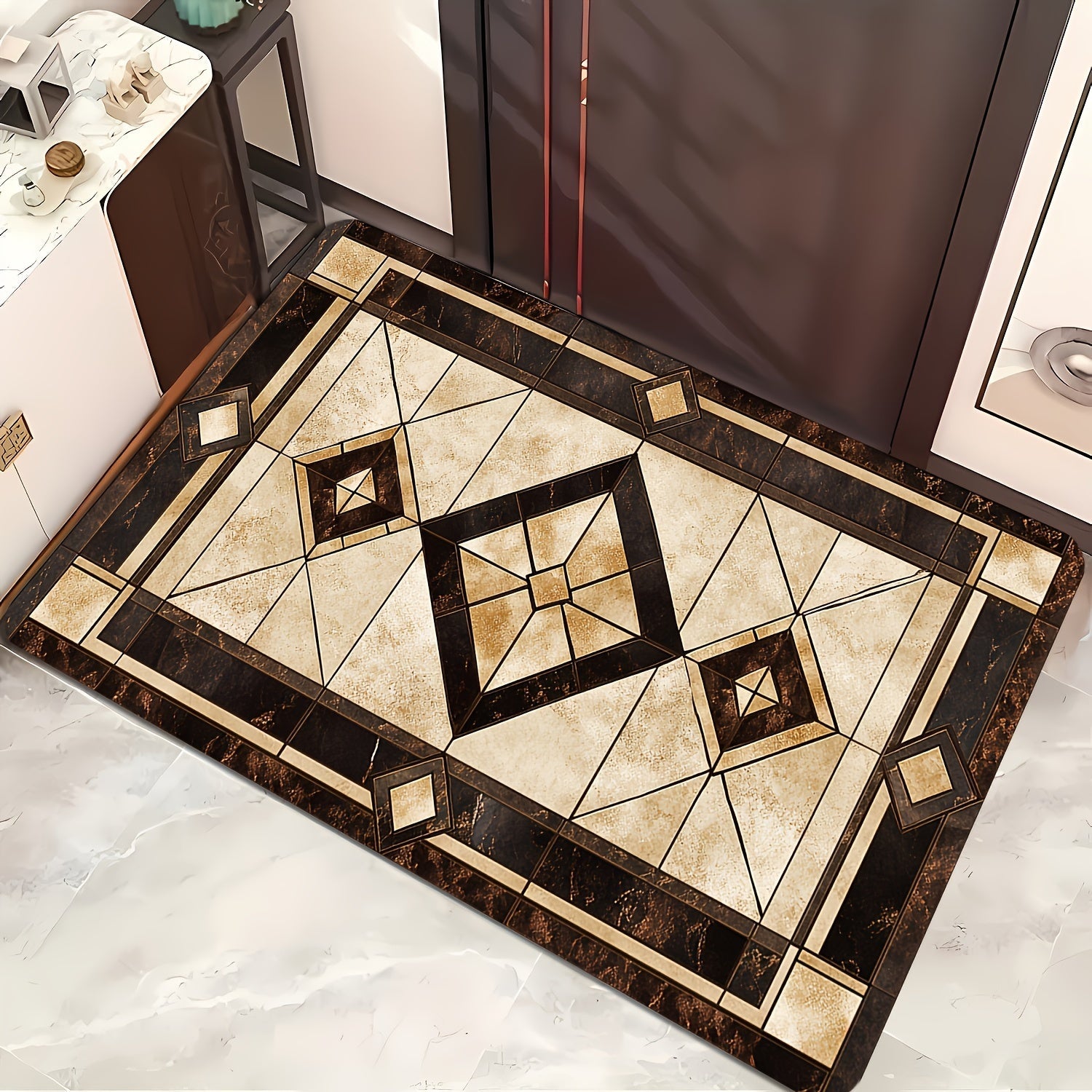 Geometric Pattern Entrance Door Mat Non-Slip Water-Absorbent Dust-Proof