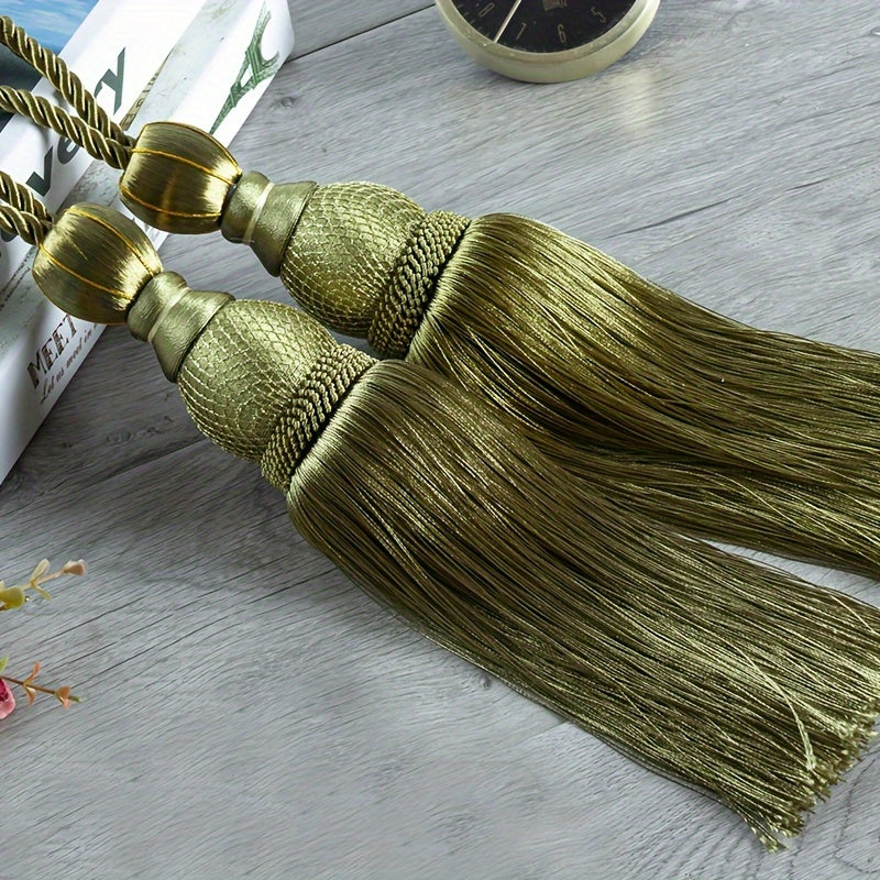 Glam Polyester Curtain Tieback with Tassel Hanging Ball Holdback for Living Room Office Decor