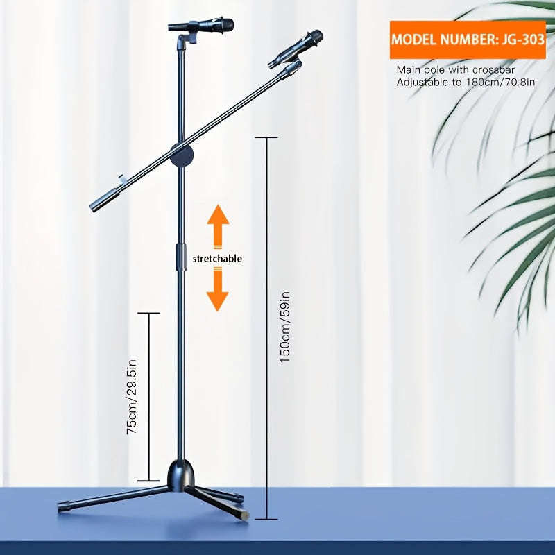 Premium Microphone Stand with Detachable Tripod Boom and Metal Base for Singing Speeches Performances