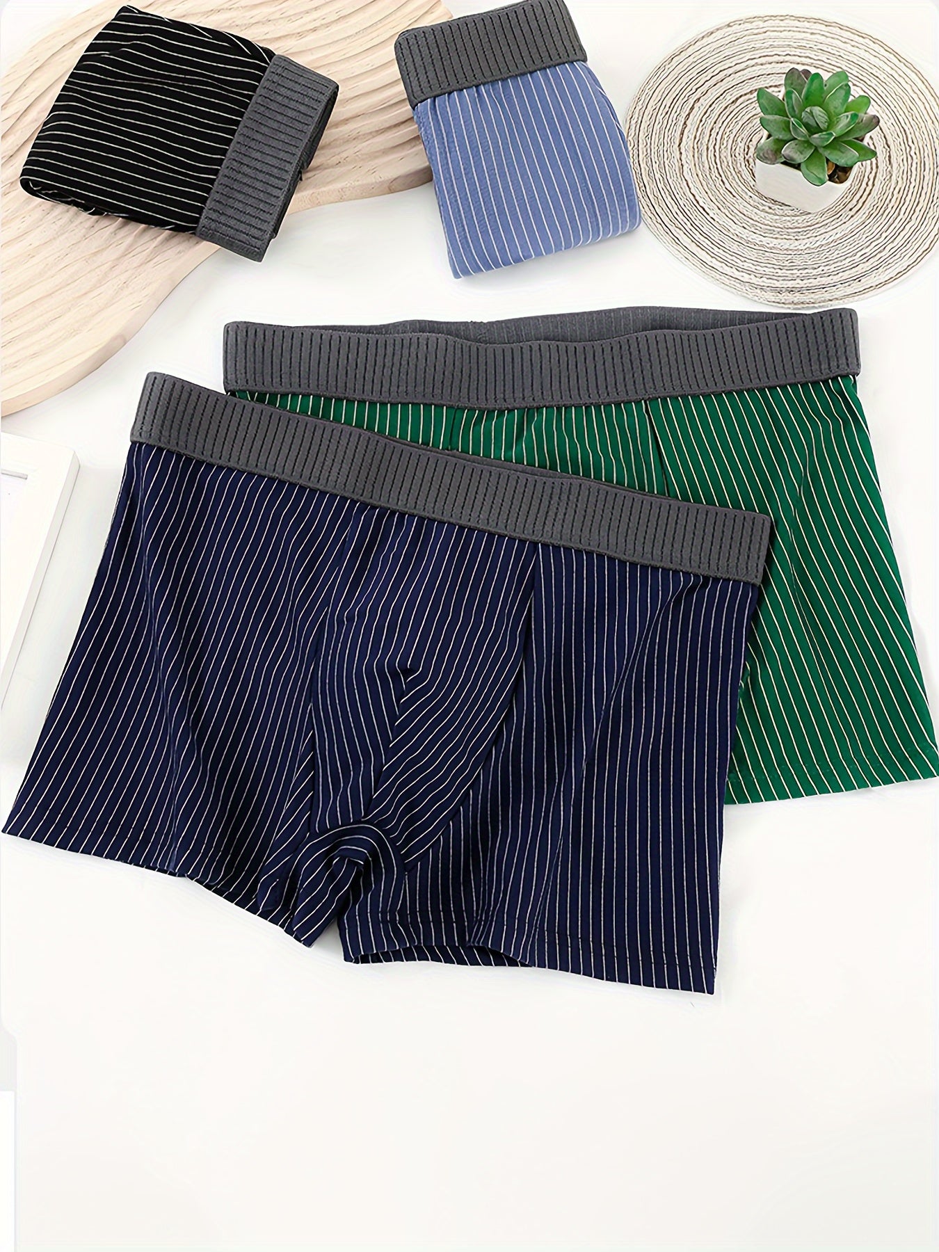 Men's Breathable Solid Color Flat Corner Shorts Underwear Pack of Four