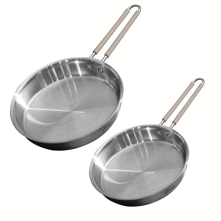 Stainless Steel 3-Layer Frying Pan 15/13 Inch Durable Dishwasher Safe