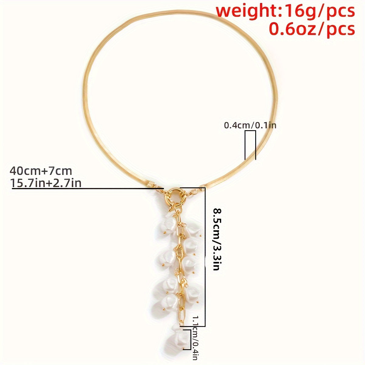 Кулон-ожерелье с кисточкой из искусственного жемчуга в винтажном стиле для женщин - Элегантная плоская змейка с камнем рождения декабря