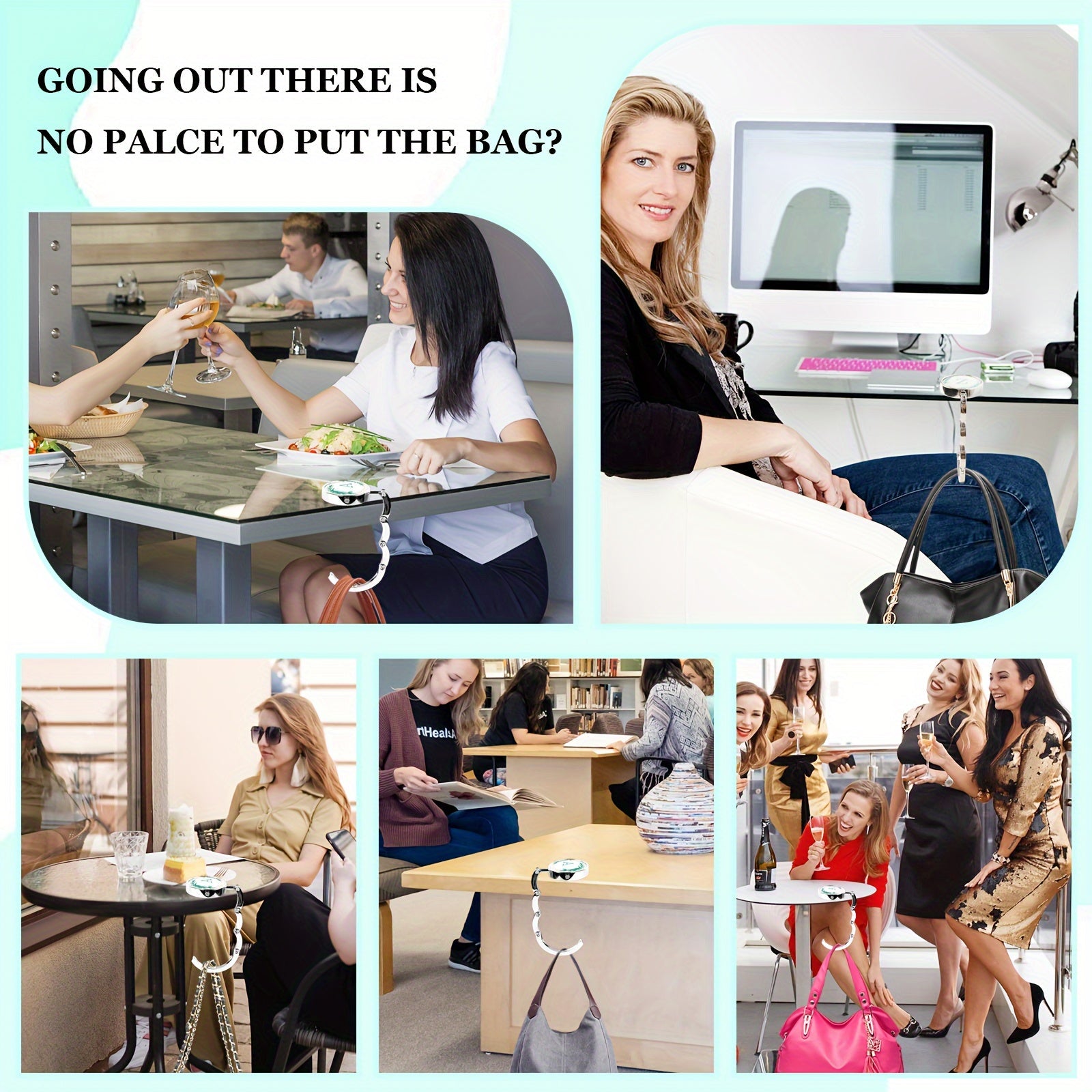 Набор из 3-х складных крючков для кошельков с цветочным дизайном букв, изготовленных из металла для подвешивания сумок на столах. Стильная подставка для сумок и органайзер для стола для женщин.