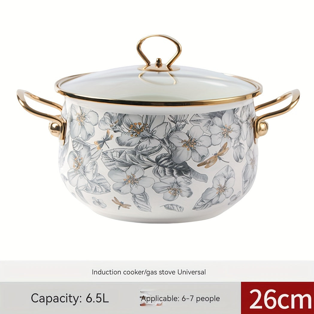 Enamel Cooking Pot for Soup and Stew Non-Stick Easy to Clean Versatile Kitchen Use