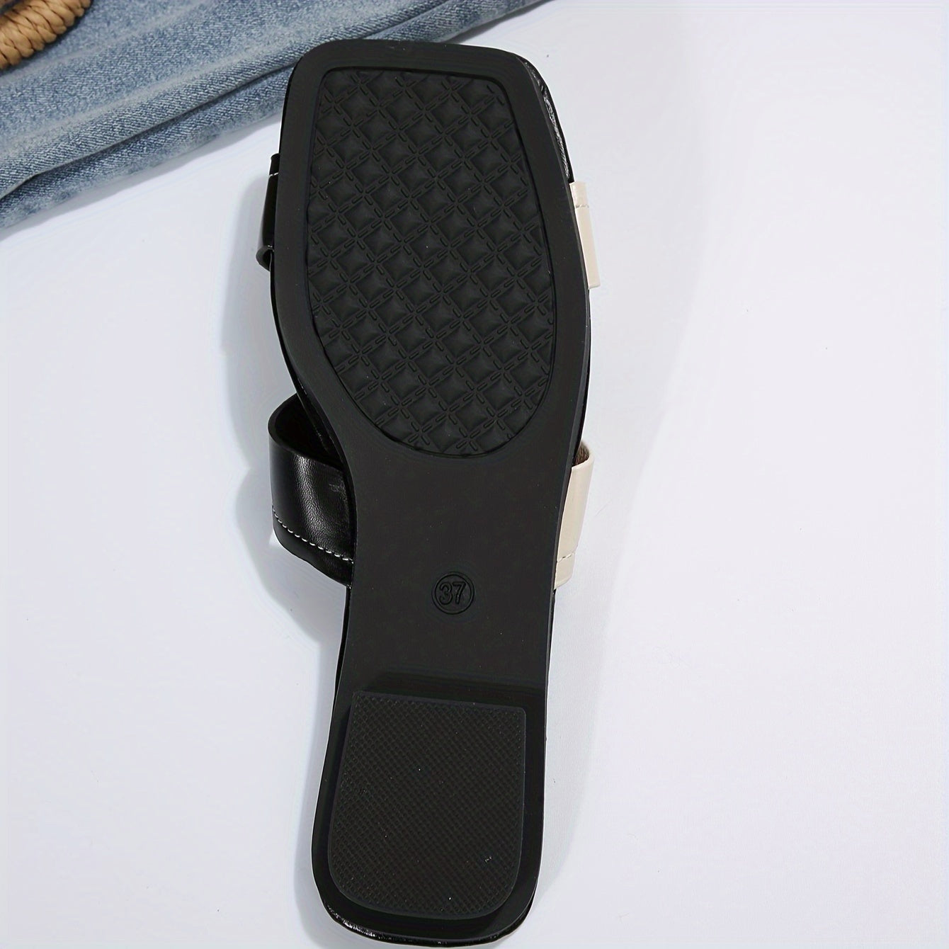 Women's Two-Tone Ankle Strap Slide Sandals Open-Toe Summer Shoes