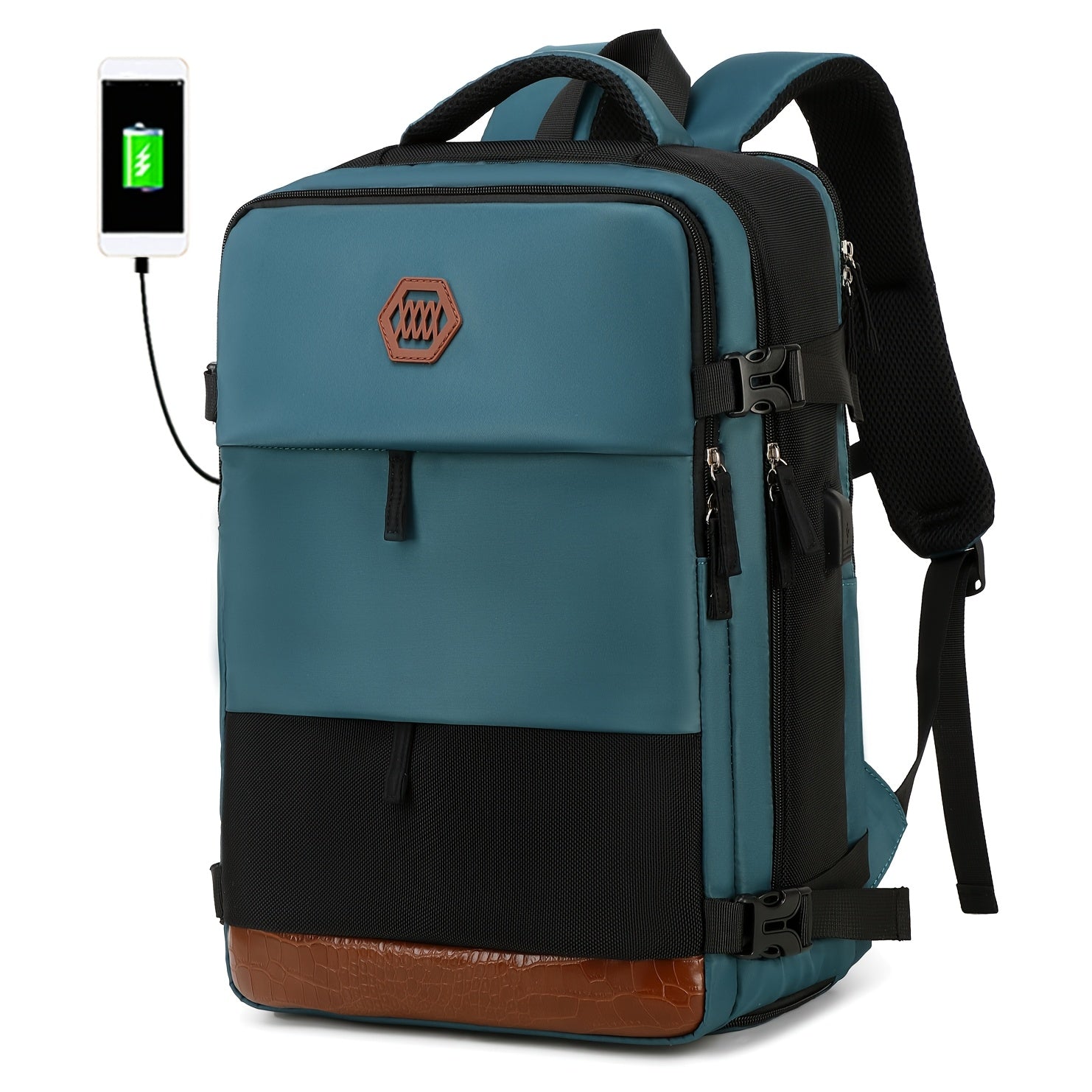 Women's Travel Backpack with Shoe Compartment Laptop Sleeve USB Charging Port and Adjustable Straps