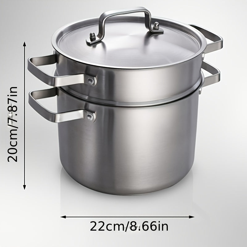 Juego de ollas para pasta de acero inoxidable con cesta de vapor y tapa para cocinar y vaporizar