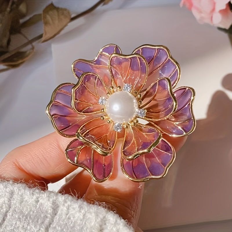 Vintage Style Peony Brooch Pin Rhinestones Fashion Accessory for Cheongsam Decoration