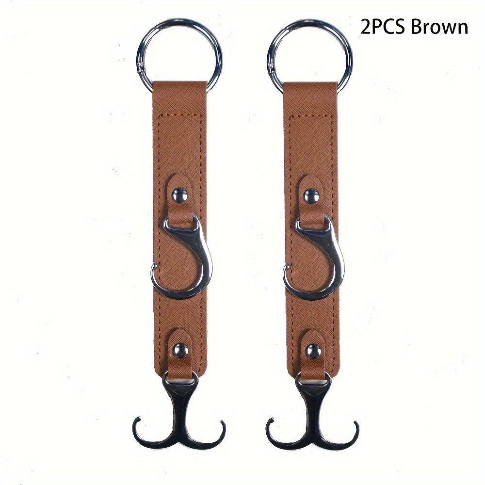 2PCS PU Leather Car Seat Hooks Auto Interior Organizer Hangers for Bags and Coats