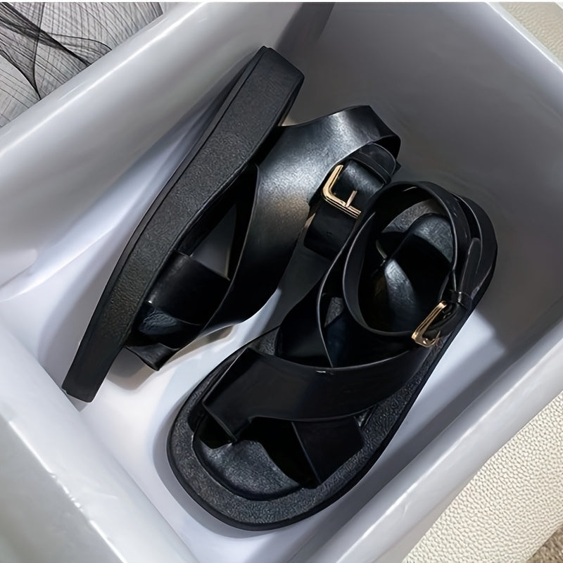 Women Summer Open-Toe Sandals With Rubber Sole Adjustable Straps