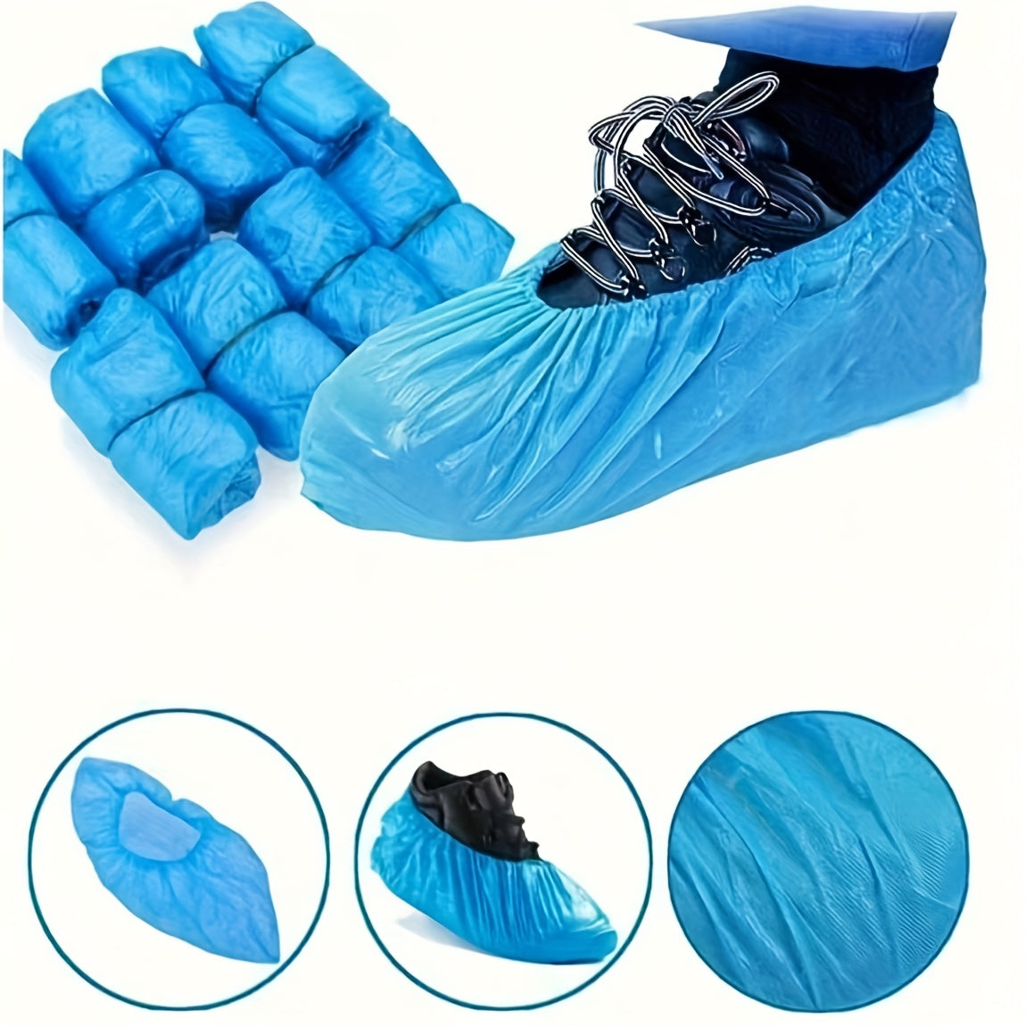 20 Pcs Heavy Duty Non Slip Breathable Plastic Shoe Covers Light Blue