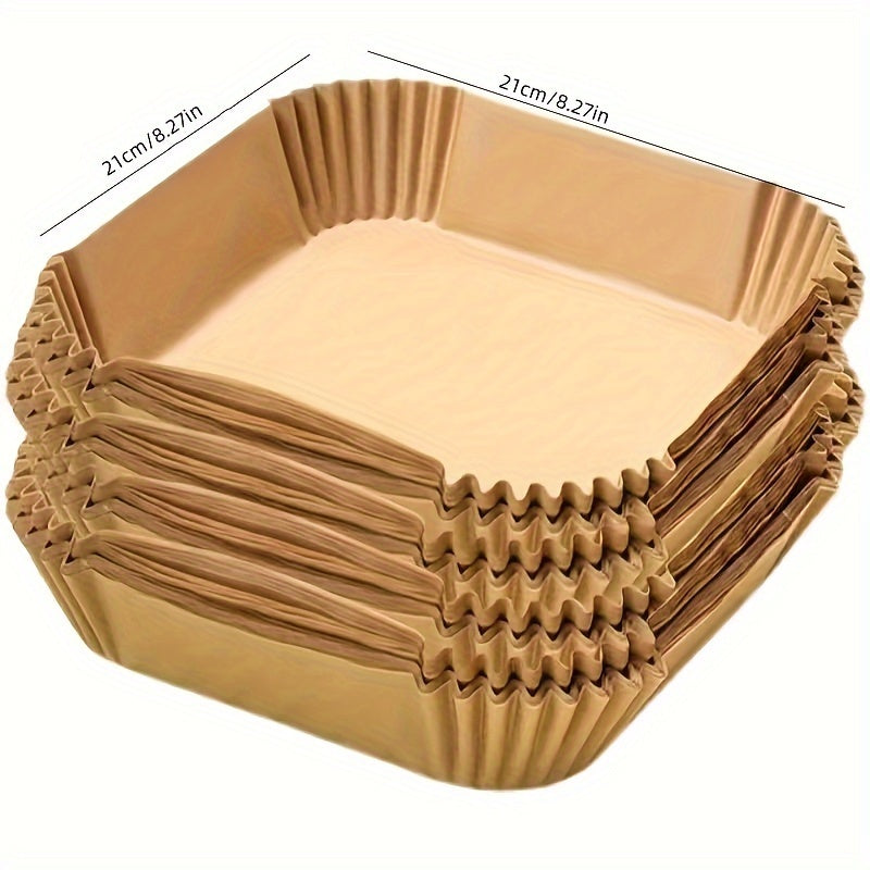 50 Disposable Air Fryer Liners Square Round 21cm Heat-Resistant Oil-Absorbing
