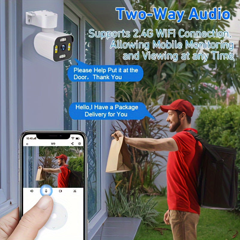 Wireless Outdoor Security Camera 360° Rotation Night Vision Motion Detection Two-Way Audio