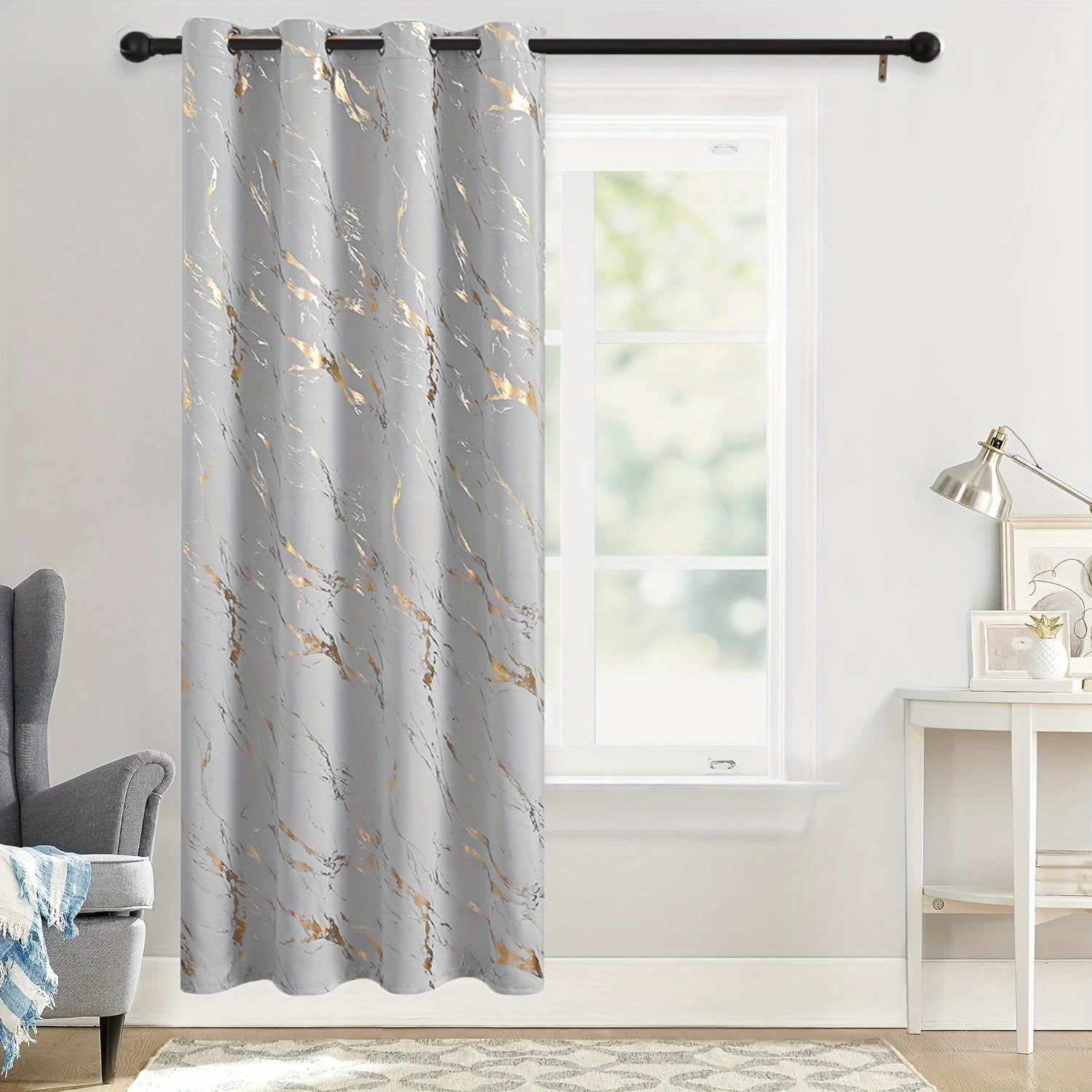 Grey Marble Pattern Curtain for Bedroom Living Room Office Kitchen Modern Classic European Style