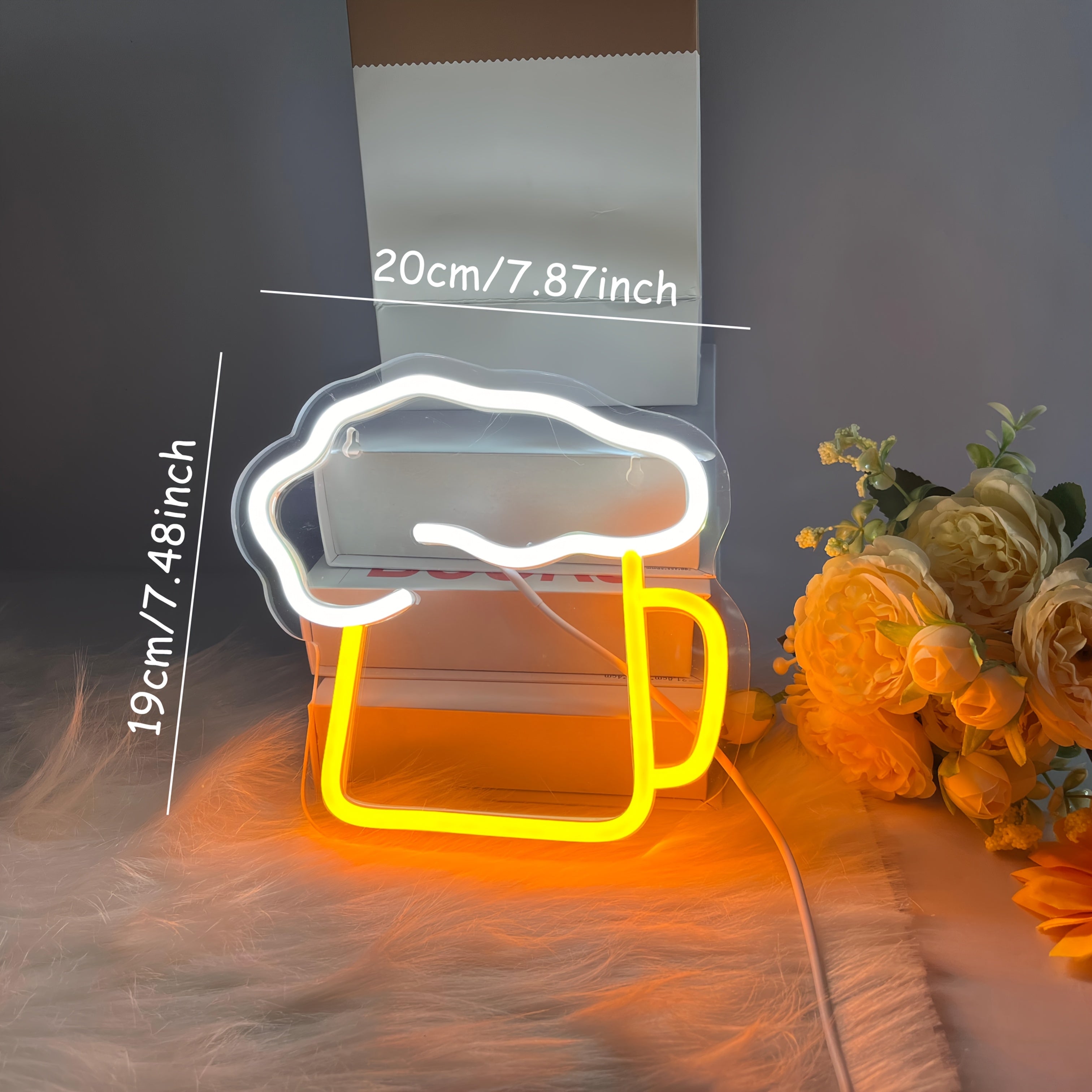 Neon Sign Beverage Glass Shape Multi-Color USB Wall Decor for Bars Restaurants Living Rooms