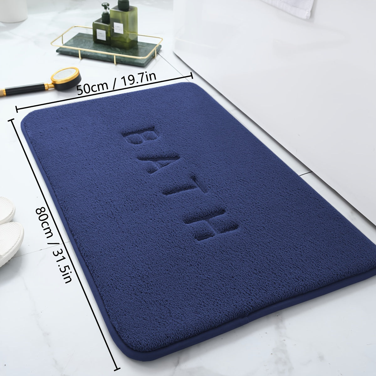 Densely Embroidered Bathroom Mat Non-Slip Polyester Doorway Rug