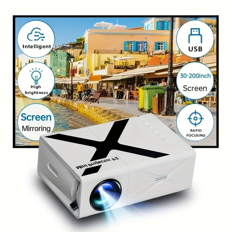Portable Mini Smart Projector for Home Theater, USB/Memory Card Compatible