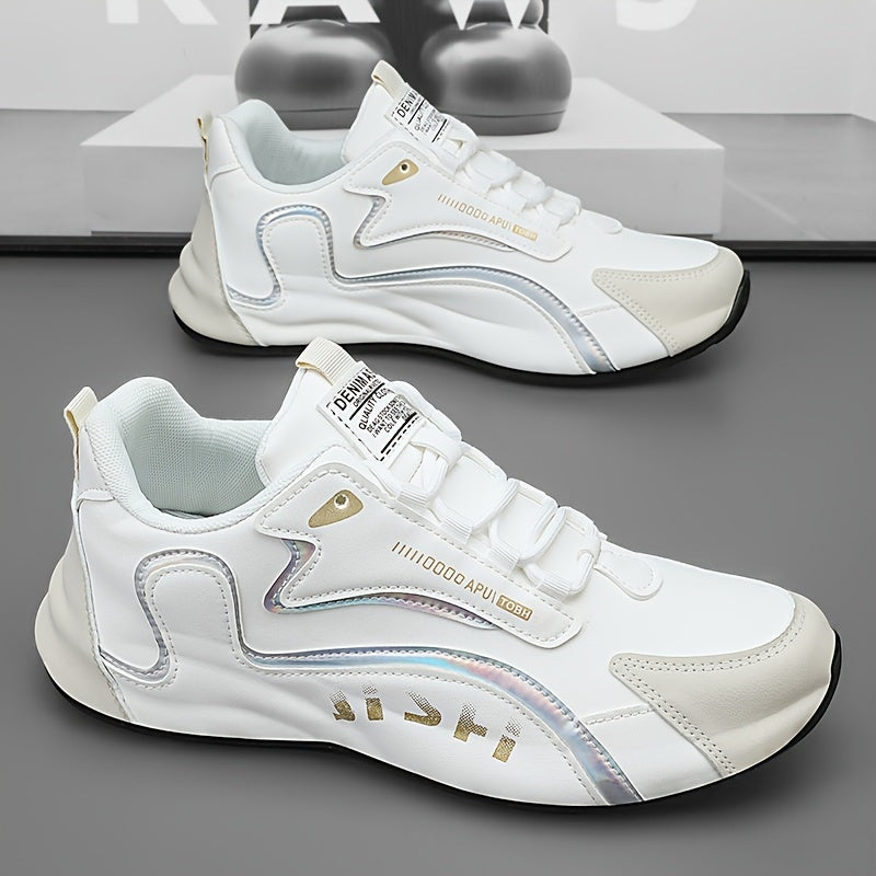 Men and Women Solid Color Low Top Sneakers with Thick Sole and Lace-Up Closure