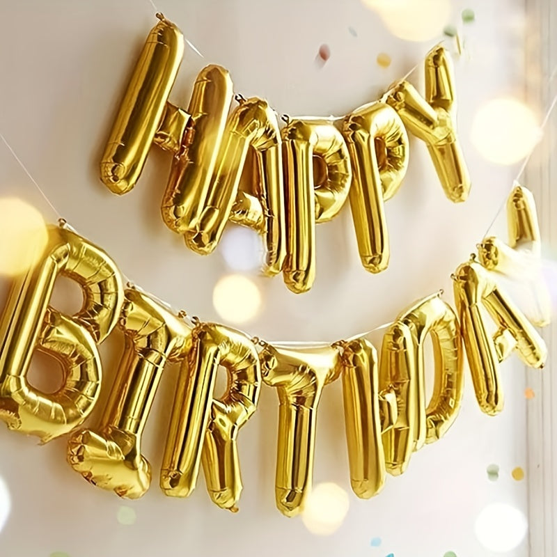 16-Inch Happy Birthday Letter Balloon Set Aluminum Film Party Decorations