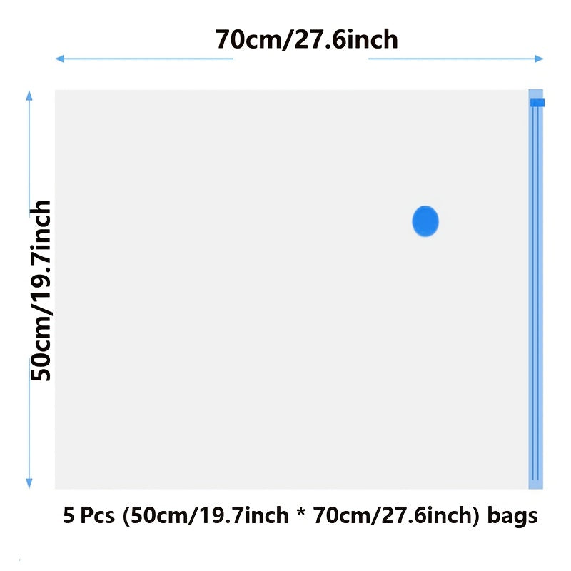 Paquete de 5 bolsas de plástico transparente para selladora al vacío con cierre de cremallera
