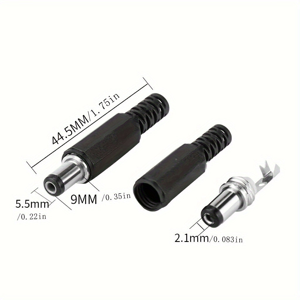 5pcs DC Power Cord Extension 5.5x2.1/2.5mm DC-220B Plug