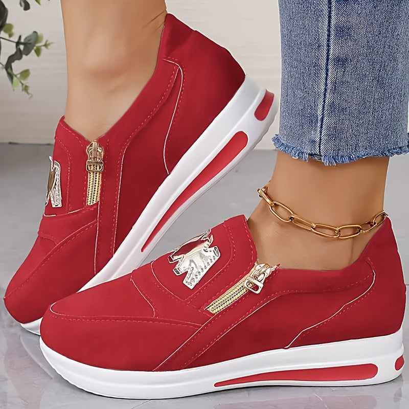 Женские дышащие низкие кроссовки с платформой, молнией, черные и белые