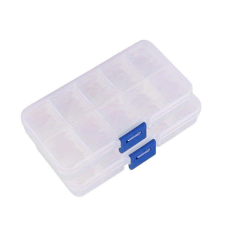 Small Transparent Plastic Jewelry Organizer Box with 10 Compartments for Earrings Rings Bracelets Necklaces