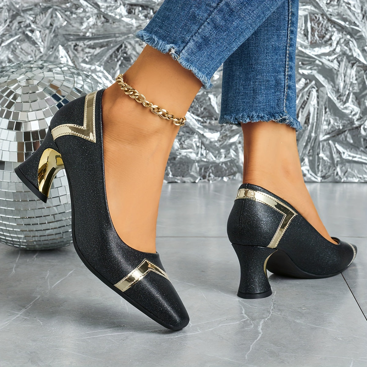 Women's Casual Square-Toe High Heels Chunky Heel All Seasons