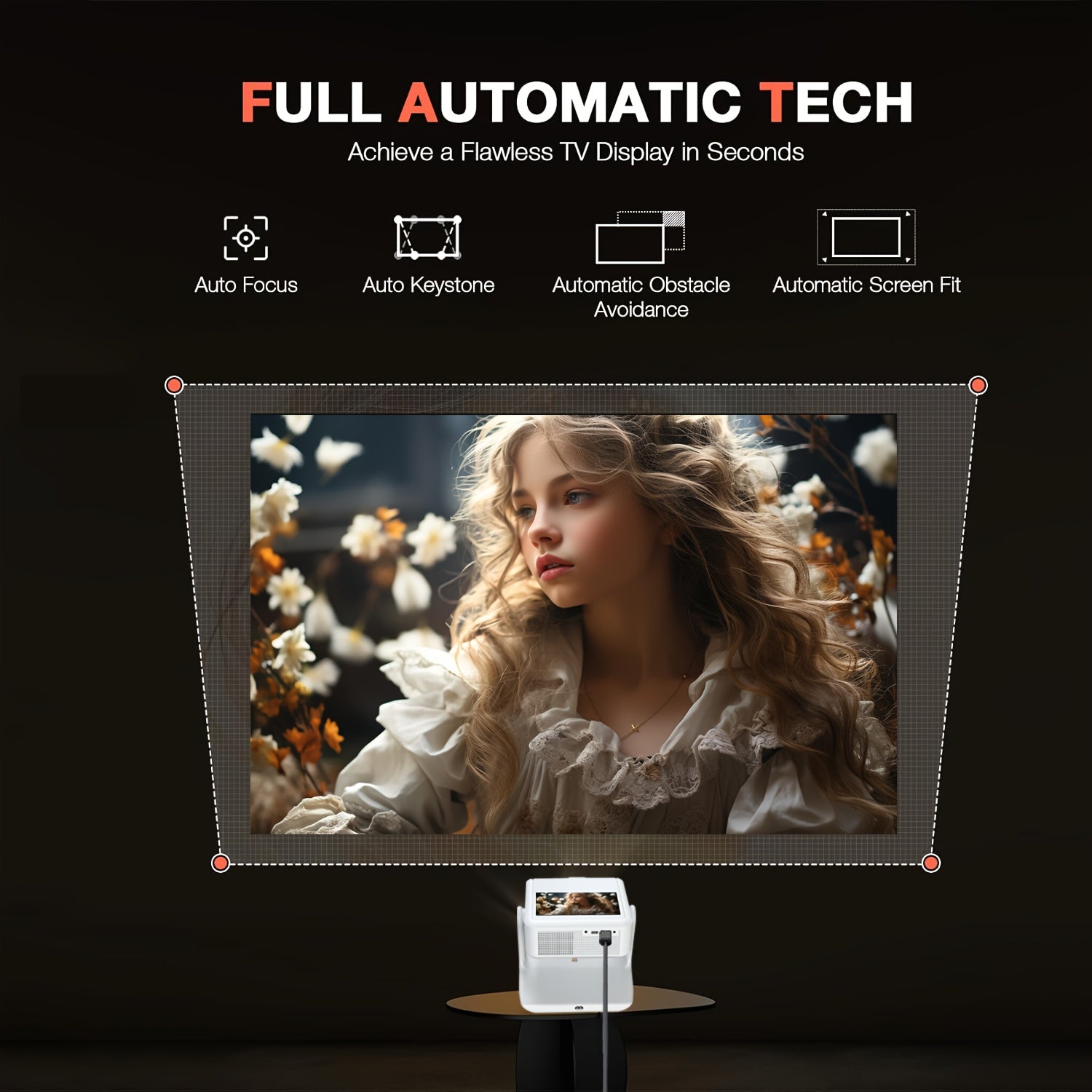 Home Theater Projector with 20.32cm Touchscreen 4K Support Wi-Fi 6