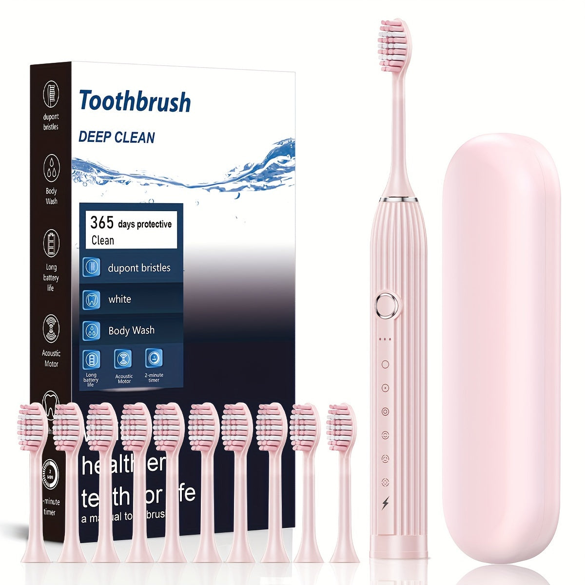 Electric Toothbrush and Water Flosser Set for Adults Rechargeable USB Charging Soft Bristles Deep Clean