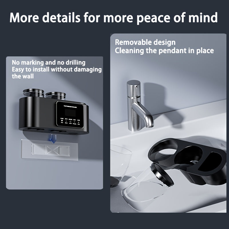Wall-Mounted Toothbrush Holder with Quick-Drying Cup and Rechargeable Battery