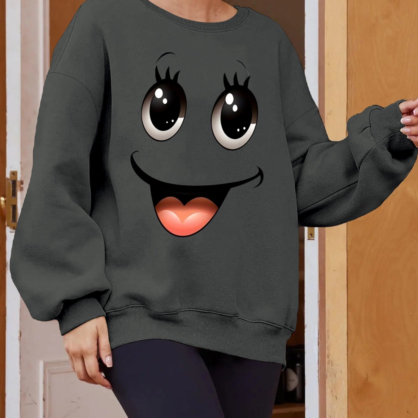 Plus Size Women's Long Sleeve Sweatshirt Geometric Pattern Breathable Casual Pullover