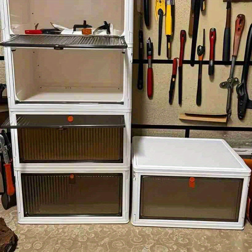 Foldable Plastic Storage Box with Clear Door for Clothes Books Toys in Bedroom Bathroom Office Living Room