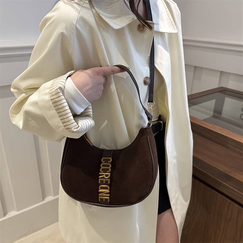 Новинка: черная винтажная сумка-седло для женщин, 2024, легкая сумка через плечо с регулируемым ремнем, застежка на молнии, отделка краев.